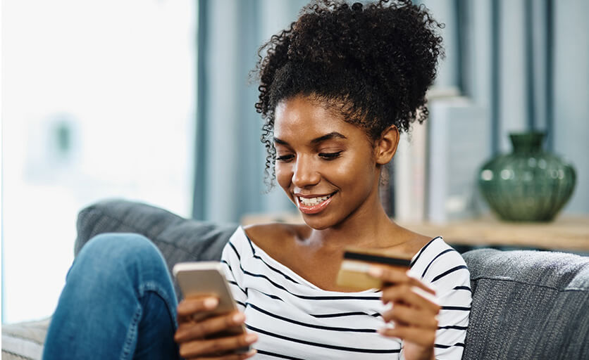 woman paying a bill online